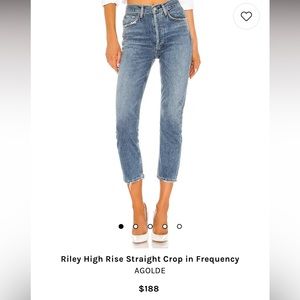 Agolde Riley High Rise, Straight Crop, Frequency Wash Size 25